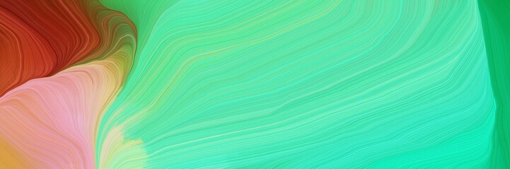 Poster - very futuristic banner background with medium aqua marine, dark salmon and turquoise color. modern curvy waves background illustration