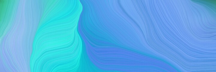 Poster - very futuristic banner with waves. contemporary waves illustration with corn flower blue, turquoise and baby blue color