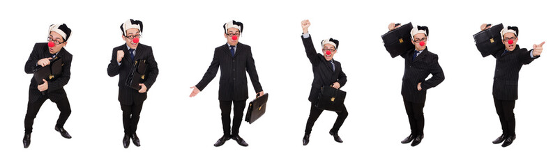 Sticker - Clown businessman isolated on white