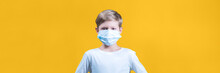 Caucasian Boy Wearing Mask Corona Virus Covid 19