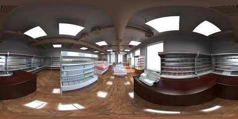 spherical panorama of the interior, 3D illustration