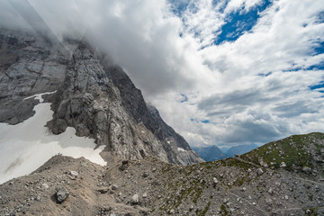 Beautiful hike and climb to the Zugspitze near Ehrwald and Eibsee, the highest mountain in Germany