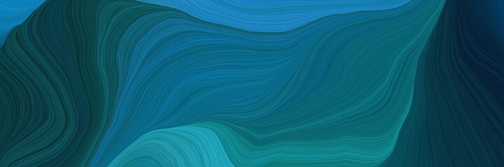 Wall Mural - modern futuristic background banner with teal green, light sea green and dark cyan color. modern soft swirl waves background design