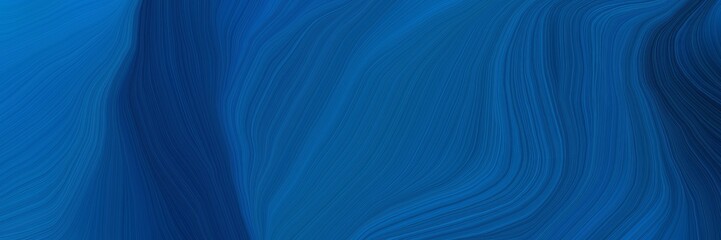Poster - modern dynamic futuristic banner. abstract waves illustration with strong blue, midnight blue and very dark blue color