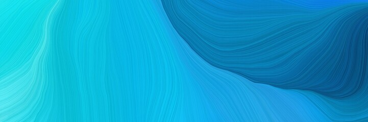 Poster - modern landscape orientation graphic with waves. abstract waves illustration with dark turquoise, teal and strong blue color