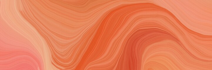 Poster - modern beautiful futuristic banner with coral, salmon and coffee color. elegant curvy swirl waves background design