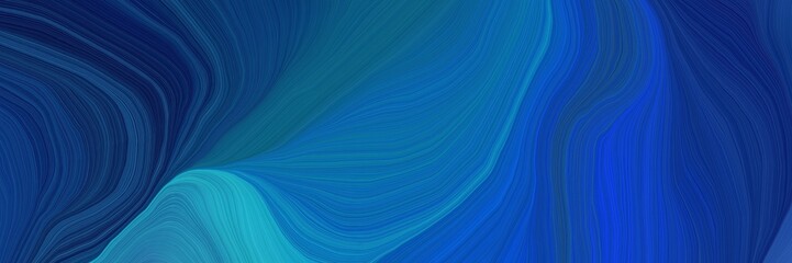 Poster - modern futuristic background banner with midnight blue, strong blue and light sea green color. elegant curvy swirl waves background illustration