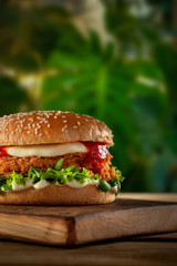 Wall Mural - burger with crispy kentucky style chicken