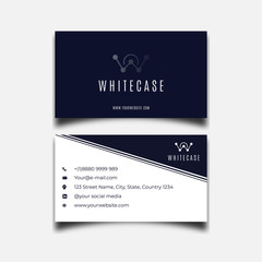 Attorney, lean business card white blue with logo letter w design template 