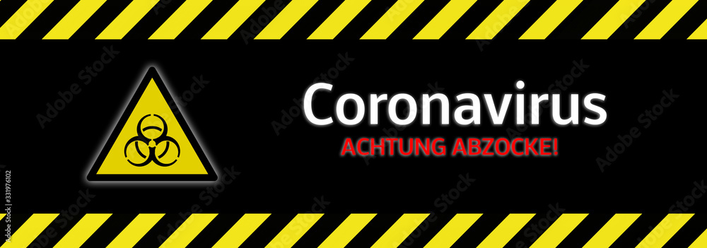 Banner Achtung Abzocke ! Coronavirus Betrüger - obrazy, fototapety, plakaty 
