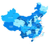 Fototapeta  - China map. Cities, regions. Vector