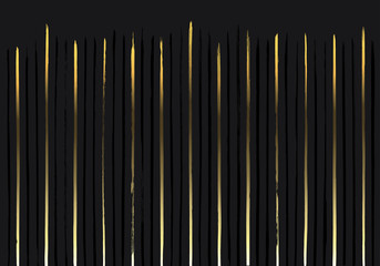 Wall Mural - Brush Stroke Stripes pattern. Black and Gold