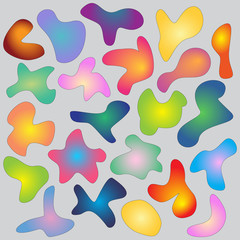 Poster - Set isolated fluid wave elements for design. Trendy art gradient futuristic shapes collection. Abstract dynamic free form pattern. Digital banners with flowing liquid shapes