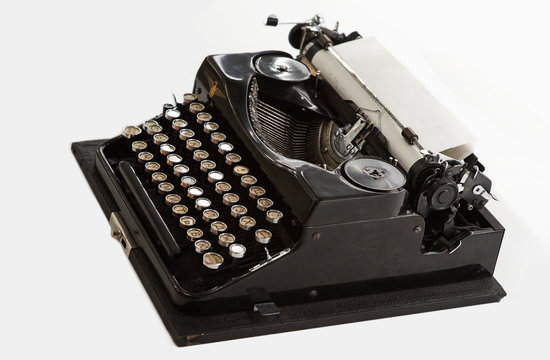 closeup of classic black typewriter, artistic writing concept