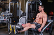 © cirkoglu - Sexy muscular man doing leg extension exercise on the machine
