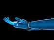 Hologram 3D of robot hand, isolate object. 3D rendering.