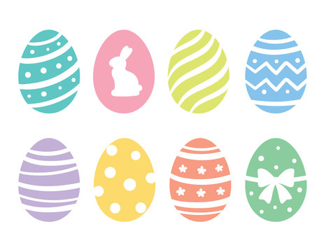 Fototapete - Vector illustration of pastel Easter eggs with pattern.