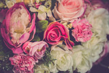 Fototapeta Kwiaty - Vintage bouquet roses flower decor background