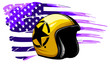 Motorcycle Helmet with American flag . Vector graphic