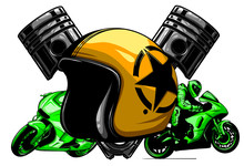 Red Motorcycle Helmet Icon. Illustration Of Motorbike Or Motorcycle Helmet Vector Icon