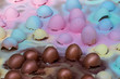 Multi colored easter egg, chocolate eggs
