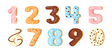 Numbers Cartoon Color Set From Sweet Decorated Products Vector Illustration