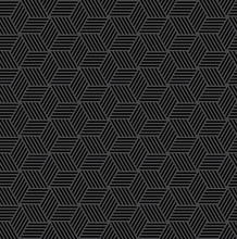 Seamless Geometric Hexagons And Diamonds Pattern. Striped Lines Texture.