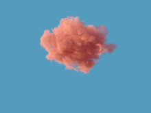 Lonely Pink Cloud On Blue Sky