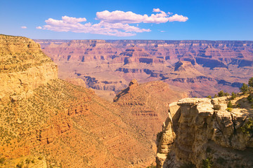 Poster - Edge of South Rim of Grand Canyon National Park in mid-summer in Arizona