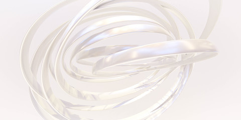 Poster - white rings, modern futuristic background texture with copy space 3d render illustration
