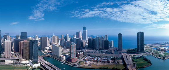 Fototapete - Panoramic view of Chicago skyline
