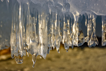 Wall Mural - Icicles in Lake Baikal ice caves, Siberia, Russia