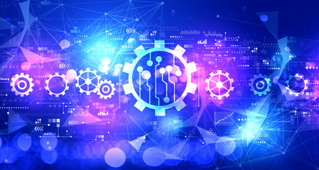 Automation concept with technology blurred abstract light background