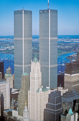 Fototapete - Aerial view of World Trade Towers, New York City, NY