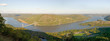 Panoramic view overlook in autumn of Bear Mountain Bridge and Hudson Valley and River at Bear Mountain State Park, New York