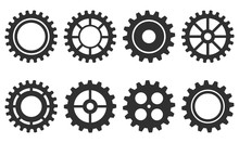 Vector Set Of Isolated Gears On A White Background.