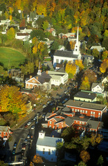 Wall Mural - Aerial view of Stowe, VT in Autumn on Scenic Route 100