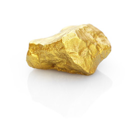 Gold nuggets natural on a white background.