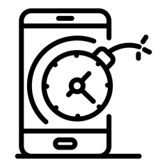 Poster - smartphone and time bomb icon. outline smartphone and time bomb vector icon for web design isolated 