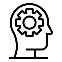 Poster - Gear in the head icon. Outline gear in the head vector icon for web design isolated on white background