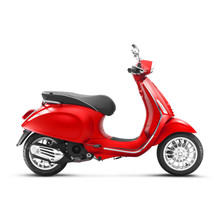 Motor Scooter Isolated On White Background. Side View Of Vintage Electric Retro Red Motorcycle With Step-Through Frame And Platform. Modern Personal Transport. 3D Rendering. Classic Vehicle