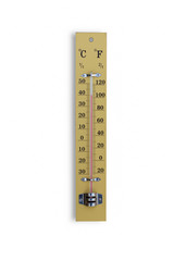 wooden thermometer scale isolated white background.