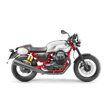 Retro Racing Motorcycle With Two-Cylinder Engine Isolated On White Background. Modern Sportbike. Side View Of Classic Steel And Red Bike. Vintage Personal Transport. 3D Rendering