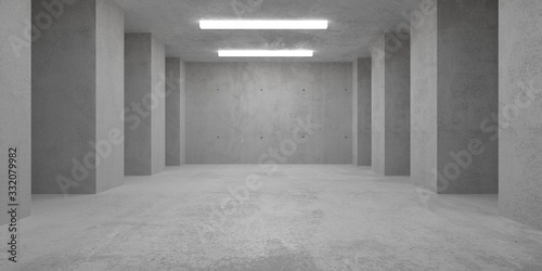 Dekoracja na wymiar  nowoczesny-pokoj-betonowy-z-oswietleniem-z-sufitu-i-bocznych-filarow