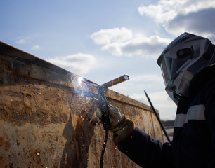 Welding Master on the Production Line. welder