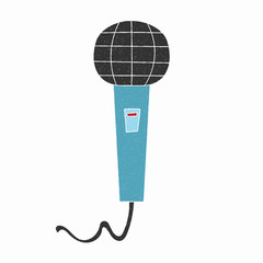 Poster - microphone vector design. digital hand drawn style. grain texture
