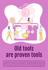 Poster - old tools and proven tools poster flat silhouette vector template. radio advertising brochure, bookl