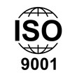 © koblizeek - Iso 9001 icon. Standard quality symbol. Vector button isolated on black background
