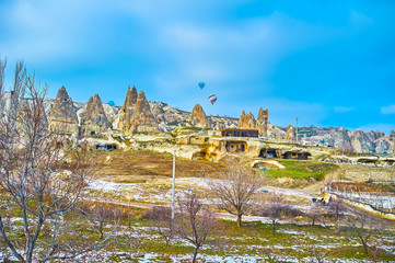 Poster - Goreme landscape with hot air ballons in the sky, Cappadocia, Turkey