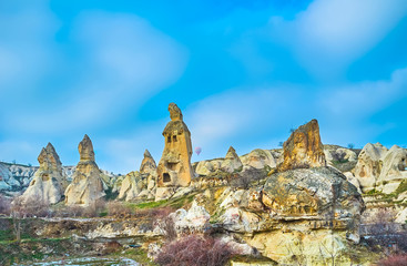 Wall Mural - Ancient landmarks of Pigeon Valley, Goreme, Cappadocia, Turkey